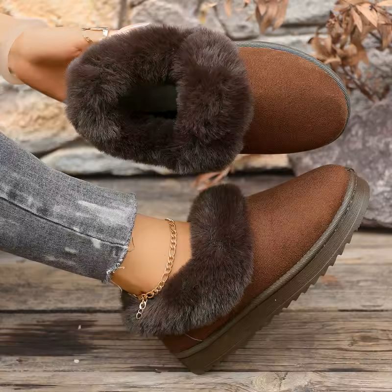 Isola Boots in Dark Brown – Suede-like finish and fur trim